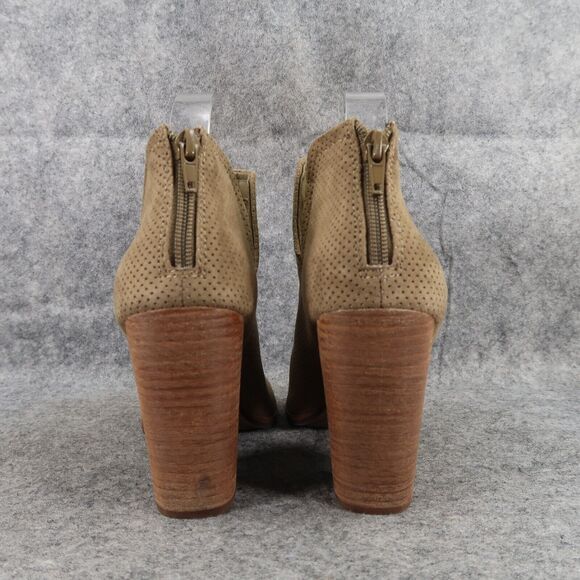 Dolce Vita Shoes Womens 7.5 Bootie Fashion Open Toe Cutout Chunky Heel Olive Zip - Picture 5 of 15